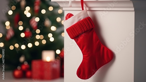 Christmas red socks hanging