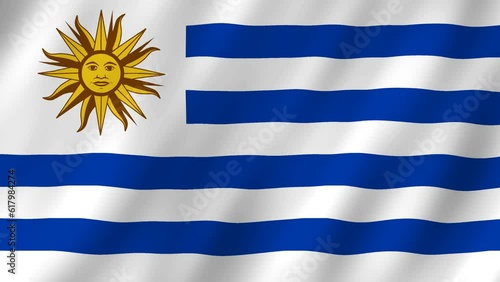 Flag of the uruguay waving animation. looping National uruguay flag animation background 4k photo