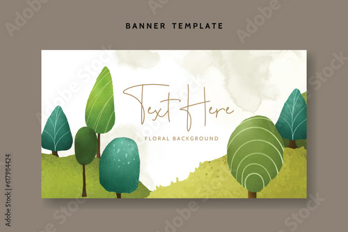 beautiful hand drawn greenery scenery and tree background