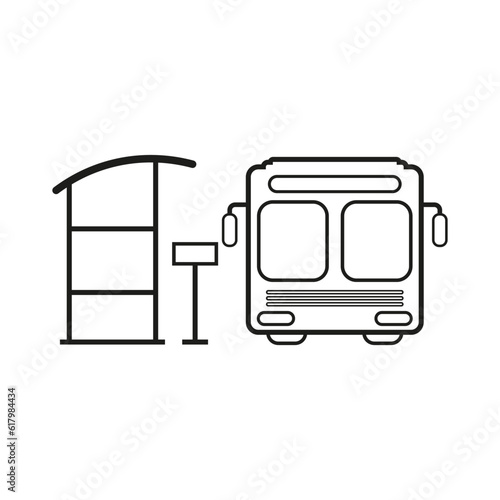 bus station icon, bus stop, view front. Vector illustration. stock image.