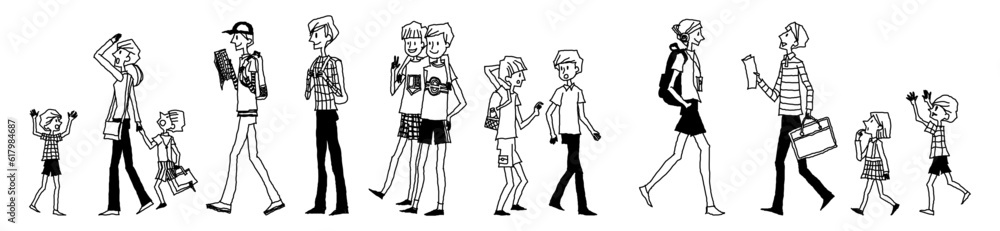 Set of people with hand drawing concept, minimalist, print, doodle, vector illustration (Vector) Set of people with hand drawing concept, minimalist, print, doodle, vector illustration (Vector)
