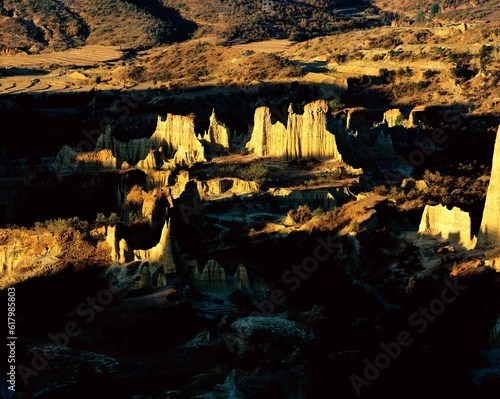 Unique rock shape and texture with beautiful natural lighting in Karst landscape