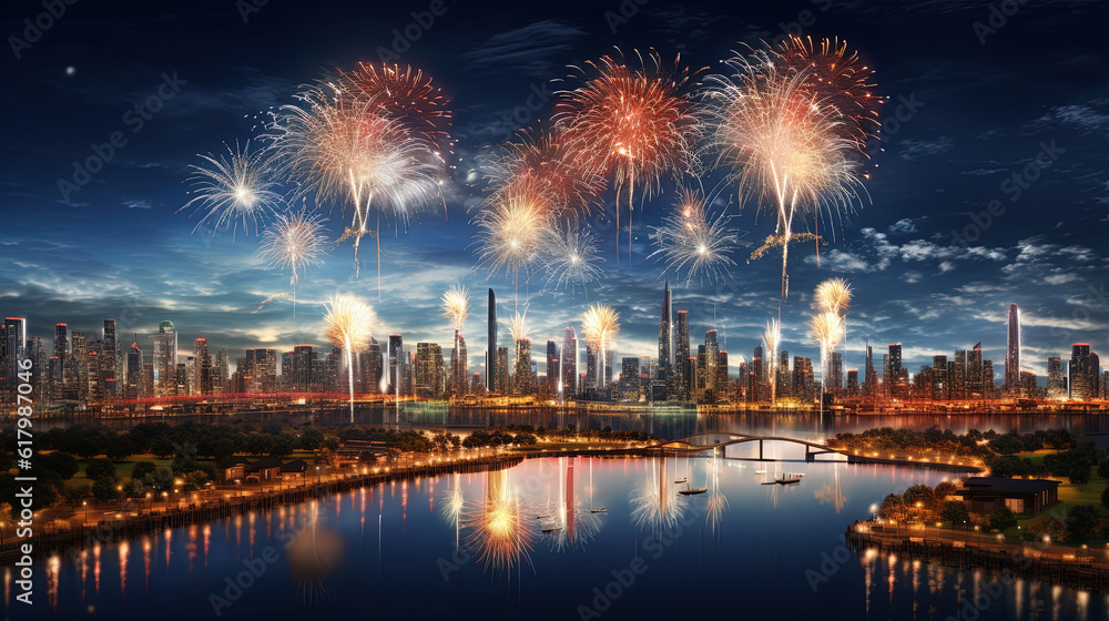 Happy New Year. Cityscape background