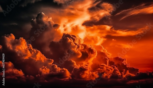 Vibrant sunset sky, moody and dramatic, a natural phenomenon beauty generated by AI