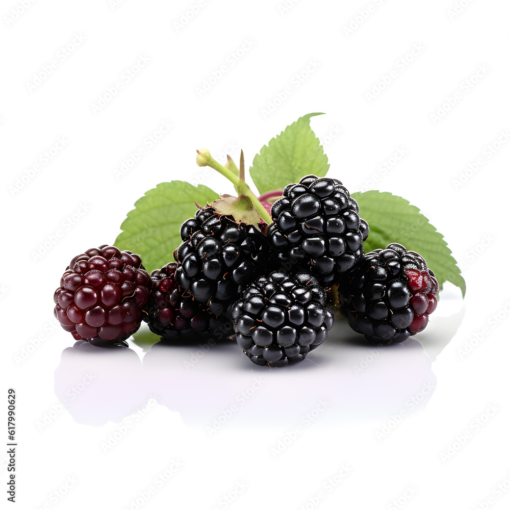 Fresh blackberry in water splash on white background. Generative AI Fresh blackberry in water splash on white background. Generative AI