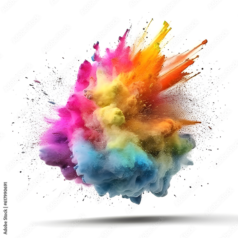 Colorful holi paint color powder festival explosion. Generative AI