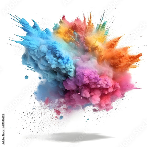 Colorful holi paint color powder festival explosion. Generative AI