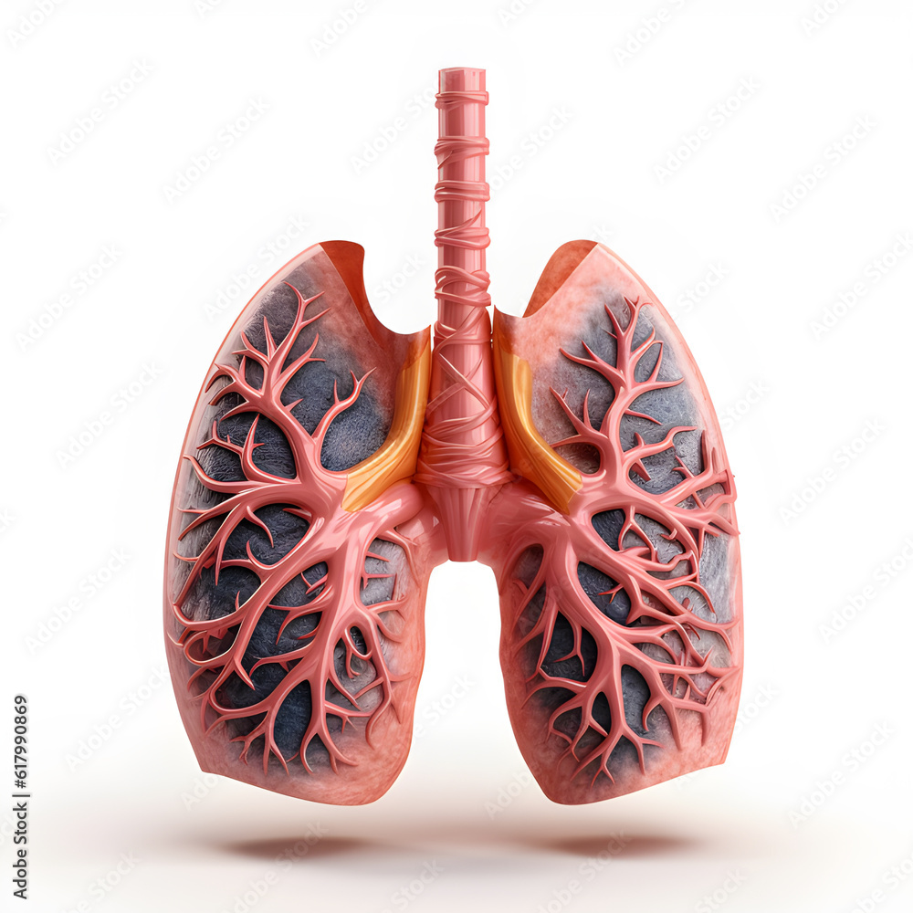 3d Human lungs on white background. Generative AI Stock Illustration ...