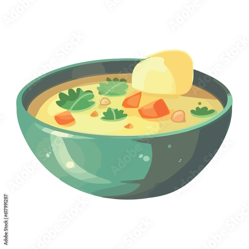 Freshly cooked gourmet soup in a bowl