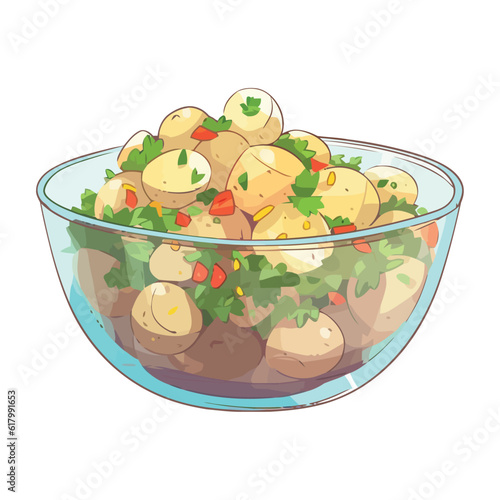 Fresh salad bowl with organic vegetables and herbs