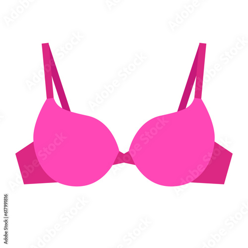 Pink bra brassiere flat vector illustration logo icon clipart