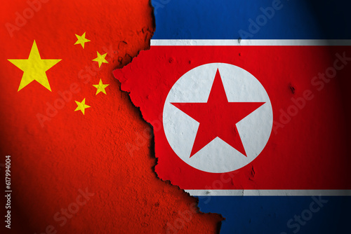 Canvas Print Relations between china and North Korea. China vs North Korea.