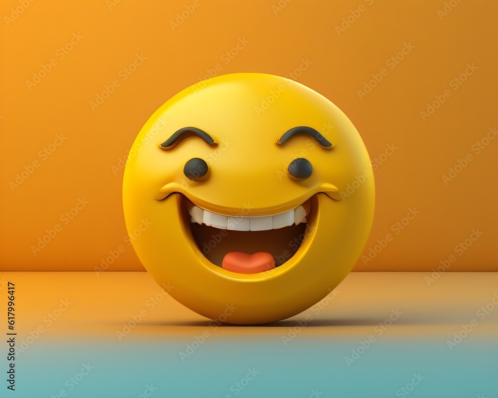 Fototapeta premium 3d illustration of emoji icon smile made with Generative AI