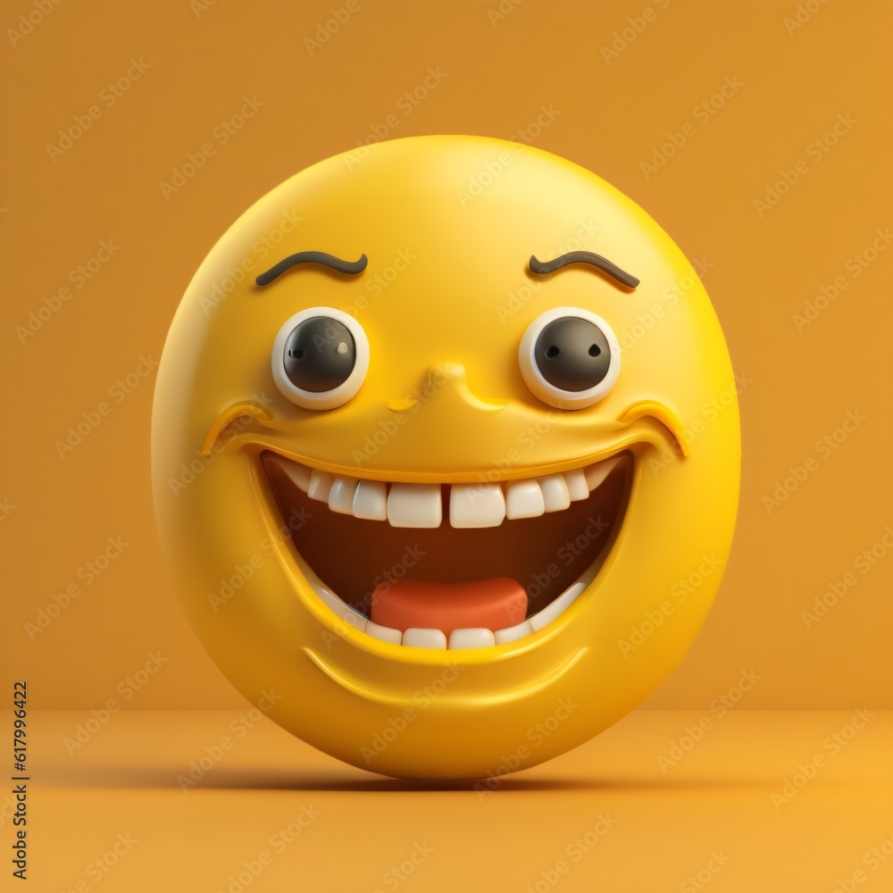 3d illustration of emoji icon smile made with Generative AI 3d illustration of emoji icon smile made with Generative AI
