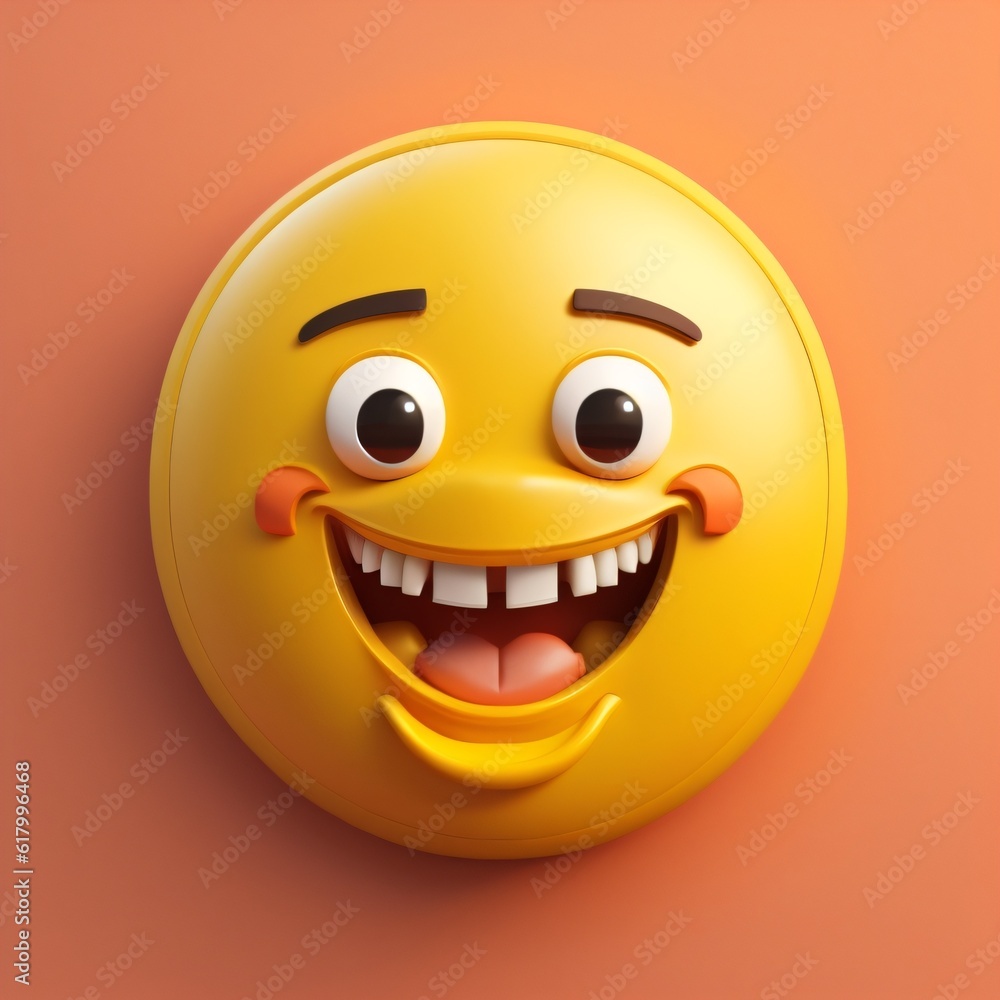 3d illustration of emoji icon smile made with Generative AI 3d illustration of emoji icon smile made with Generative AI