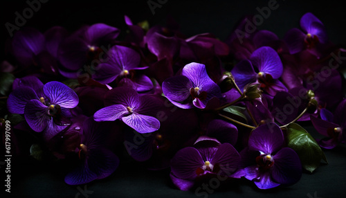 Romantic bouquet of purple orchids  a gift of nature beauty generated by AI
