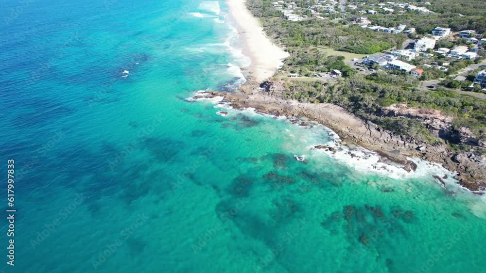 Aerial View Of Yaroomba Beach And Point Arkwright Lookout and Picnic Area In QLD, Australia. Aerial View Of Yaroomba Beach And Point Arkwright Lookout and Picnic Area In QLD, Australia.