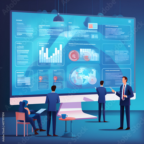 Modern business plan on a screen flat design business strategy, budget and business analysis, Generative AI