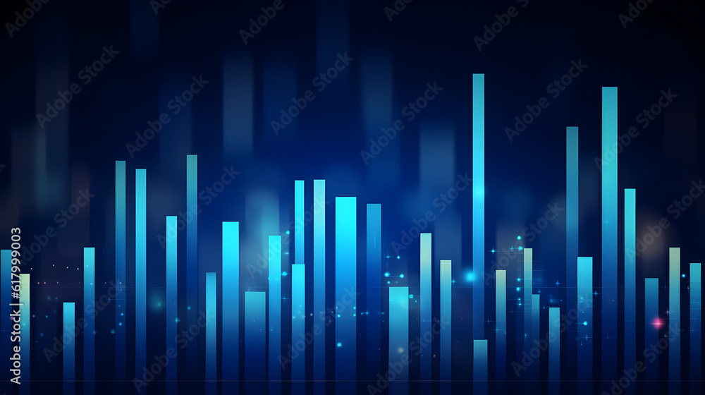 candlestick chart of stock market, a light navy and dark blue background, soft gradients Generative AI