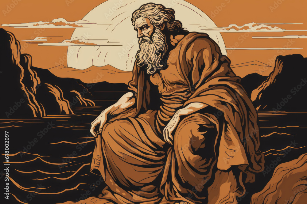Fototapeta premium Moses biblical character. Generated using AI tools.