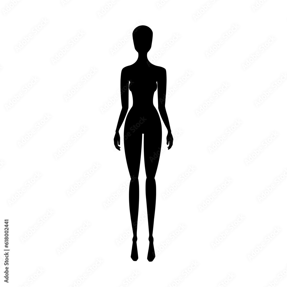 Front view woman body fashion template. Female mannequin for fashion designs. Vector illustration isolated in white background Front view woman body fashion template. Female mannequin for fashion designs. Vector illustration isolated in white background