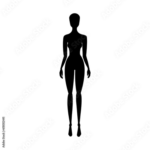 Front view woman body fashion template. Female mannequin for fashion designs. Vector illustration isolated in white background