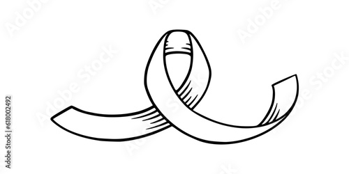 Ribbon for heart desease awareness day. Disorder awareness symbol. Sketch vector illustration isolated in white background