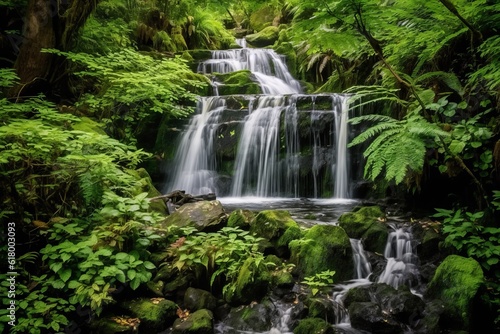 Beautiful Mountain Waterfall Natural Scenery Big made with Generative AI