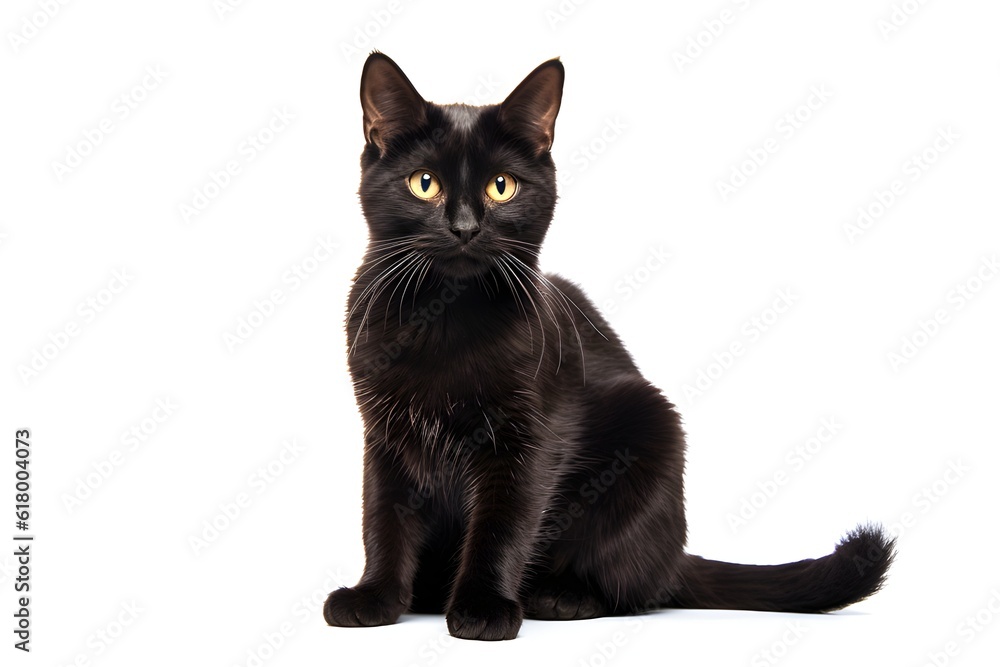 Black cat sitting.