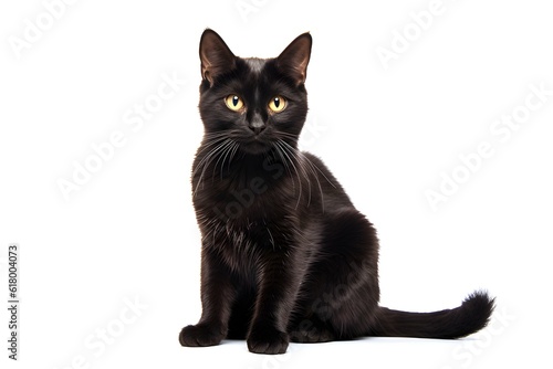 Black cat sitting. © Rod T