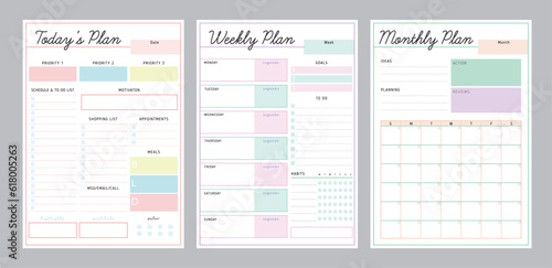 3 set of Daily Weekly Monthly planner. 