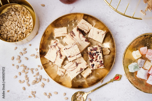Assorted halva pieces with ...