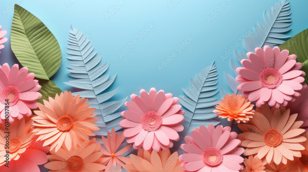 Paper Art Origami of pink flower background created with Generative AI Technology Paper Art Origami of pink flower background created with Generative AI Technology