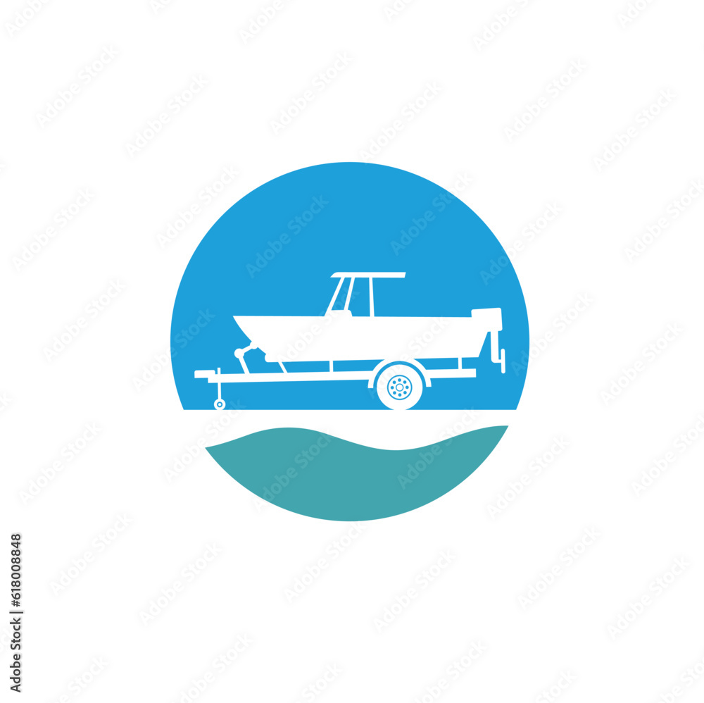 illustration of boat trailer, transportation, vector art.