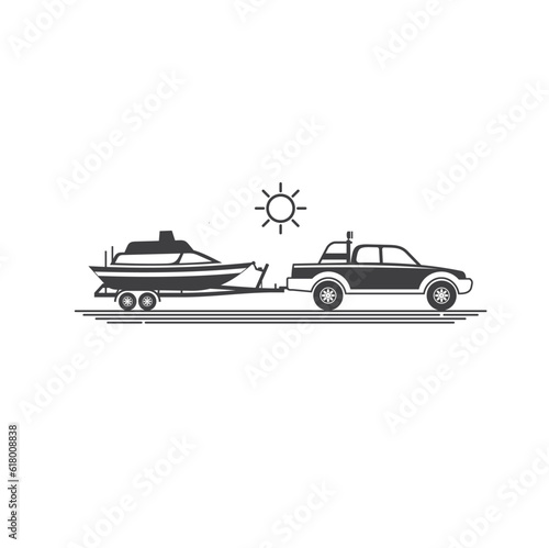illustration of boat trailer, transportation, vector art. 