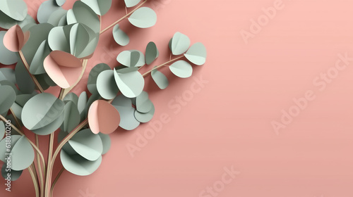 Paper Art Origami of tulips on background created with Generative AI Technology