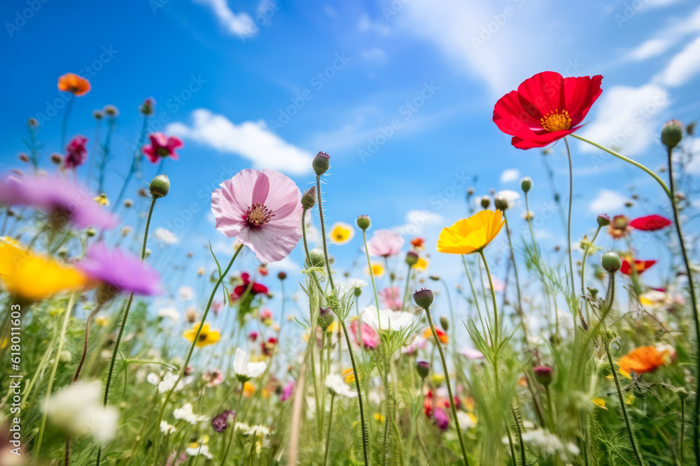 Colorful wild flower meadow in summer