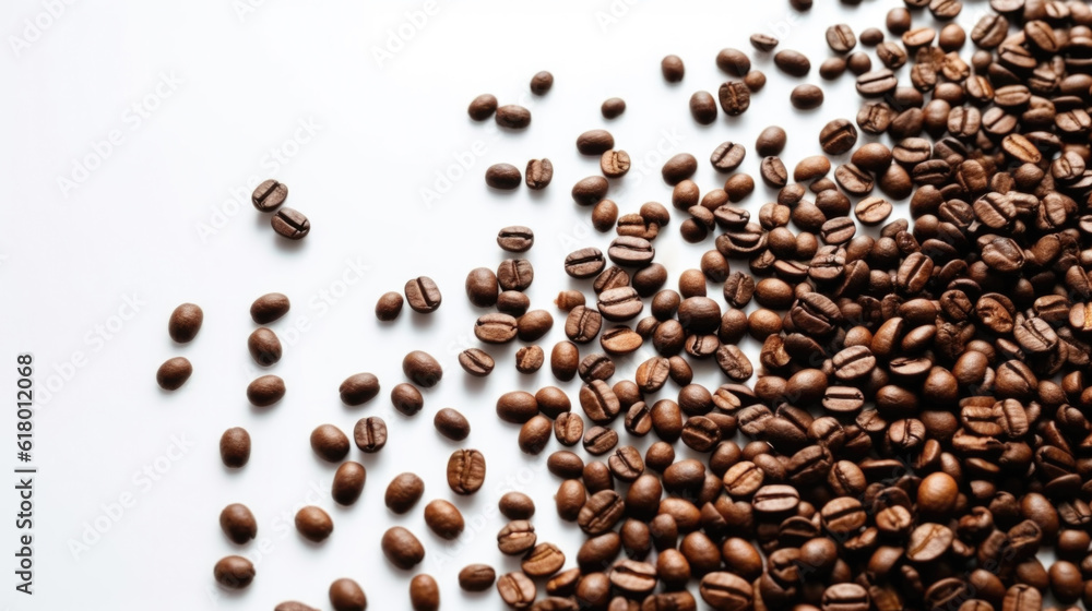 Obraz premium Roasted Richness: Coffee Beans on White Background Generative AI