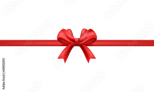 vector elegant red ribbon and bow isolated on white
