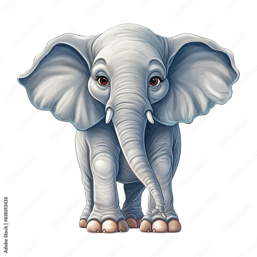 Cute cartoon elephant. Animal clipart illustration. Generative AI