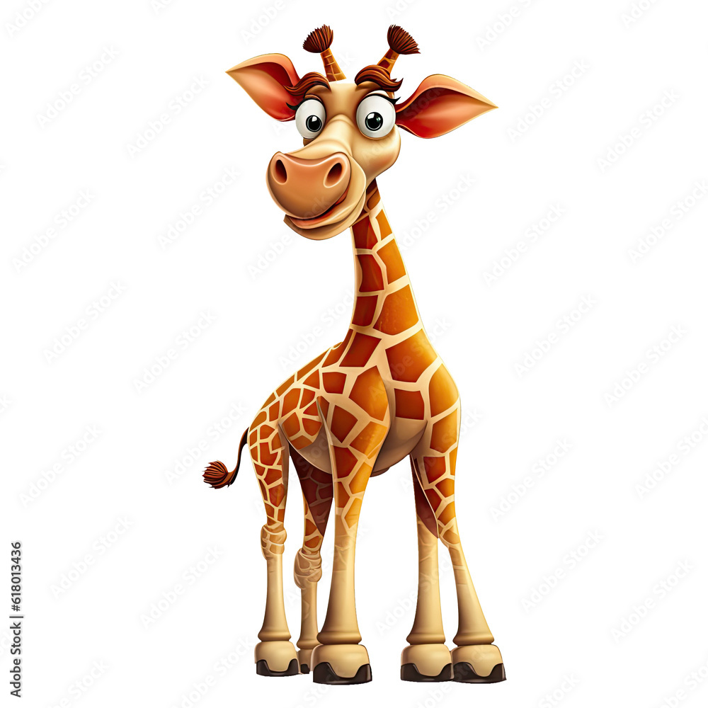 Obraz premium Cute cartoon giraffe. Animal clipart illustration. Generative AI