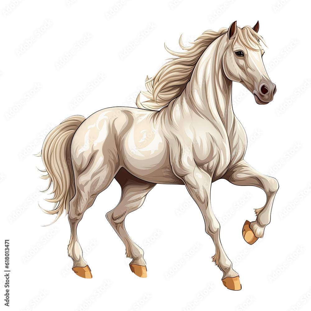 Obraz premium Cute cartoon horse. Animal clipart illustration. Generative AI