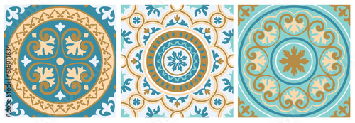 Patterns of ceramics and Italian porcelain. Seamless geometric tiles and floors. vector illustration