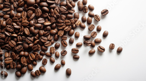 Roasted Richness: Coffee Beans on White Background Generative AI