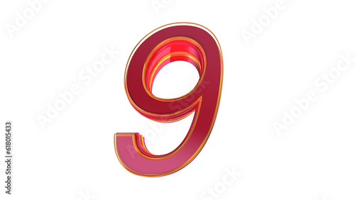 Creative red 3d number 9