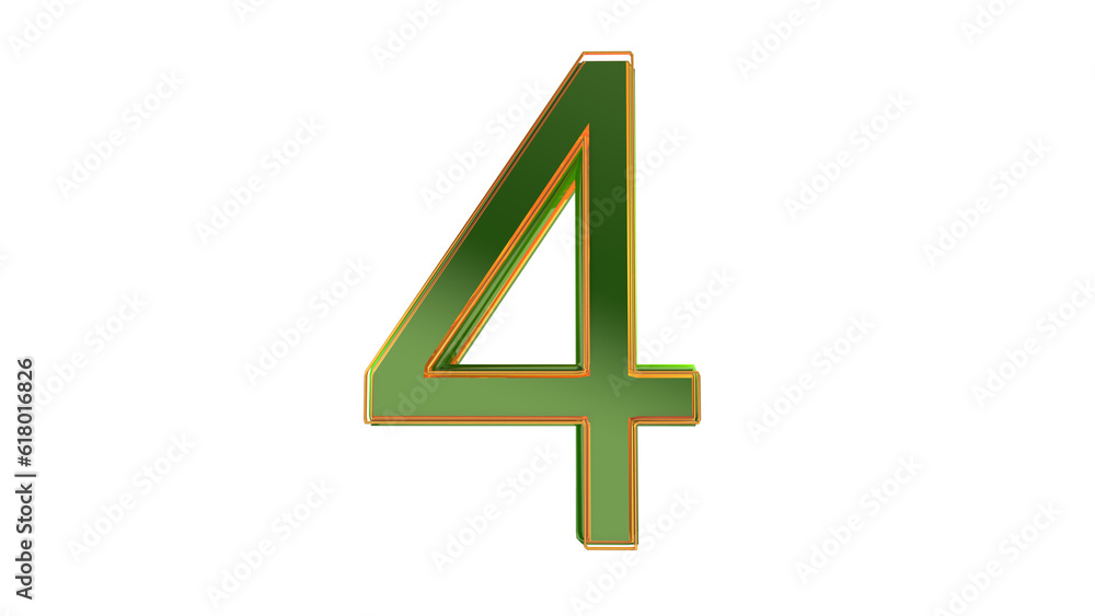 Fototapeta premium Creative green 3d number 4