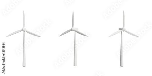 Fotomurale white wind turbine on isolated background.