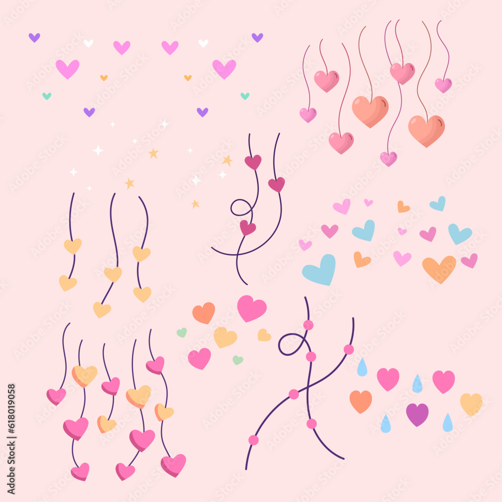 vector hand drawn cute heart decoration element collection