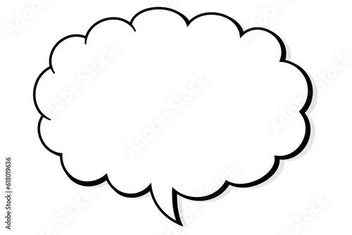 シンプルな雲形の吹き出し（下方向、右向き）