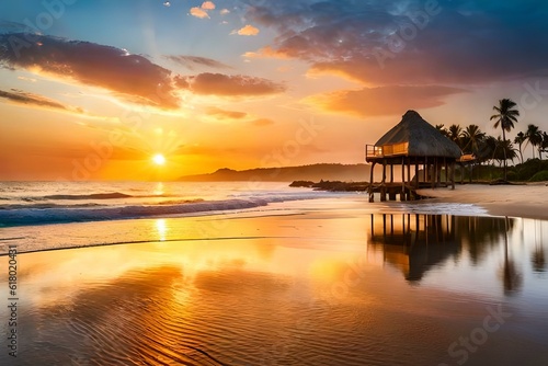 sunset on the beach © SAJAWAL JUTT